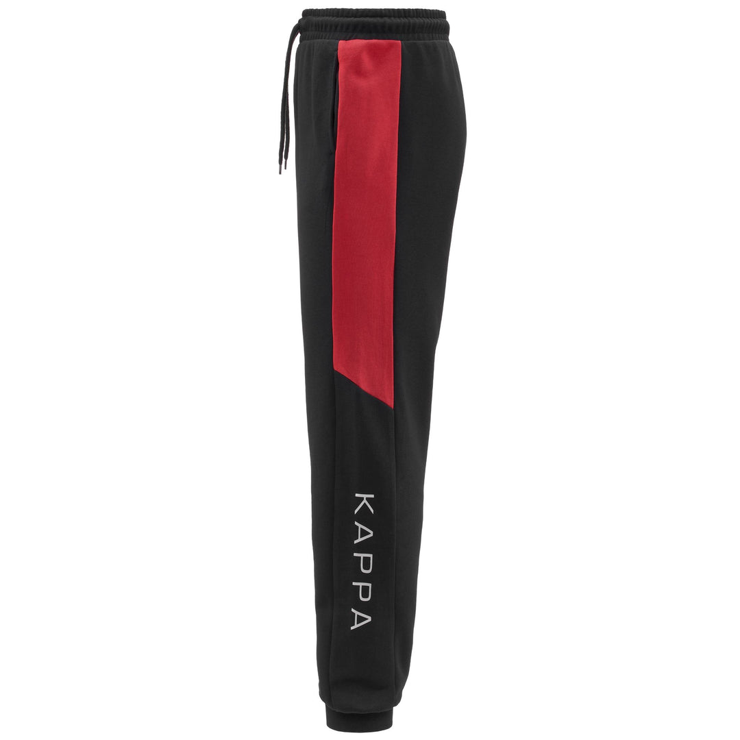 Pants Man LOGO EGON Sport Trousers BLACK - RED FLAME Dressed Front (jpg Rgb)	