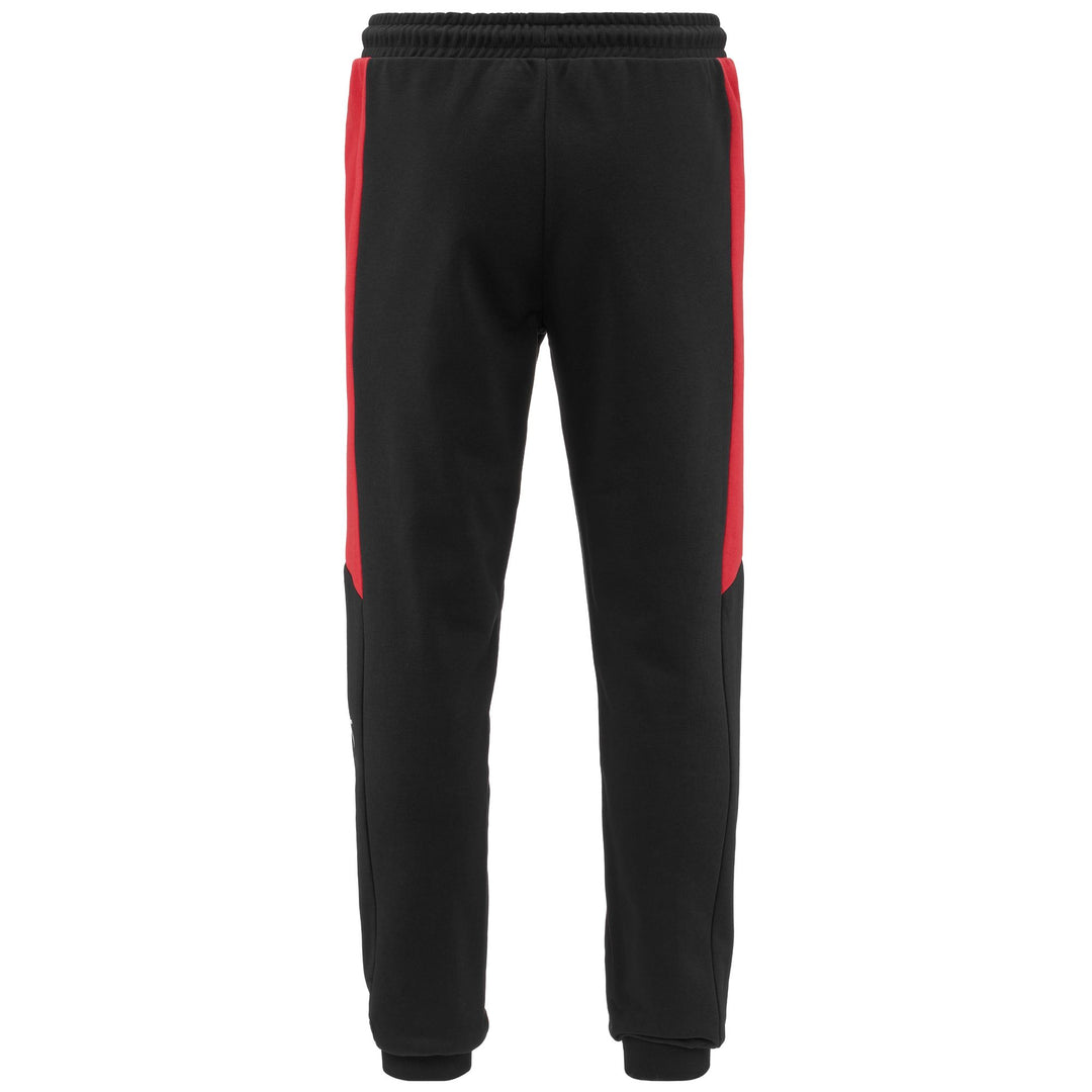 Pants Man LOGO EGON Sport Trousers BLACK - RED FLAME Dressed Side (jpg Rgb)		