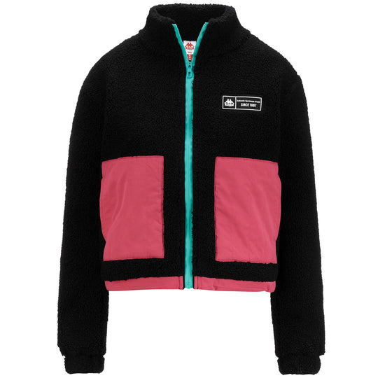 Fleece Woman AUTHENTIC TECH MIA Jacket BLACK - FUCHSIA BRIGHT ROSE